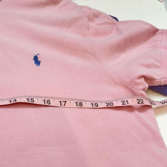 Bundle 2 Polo Ralph Lauren Polo Shirts Pique Cotton Light Pink & Purple L - Picture 10 of 11